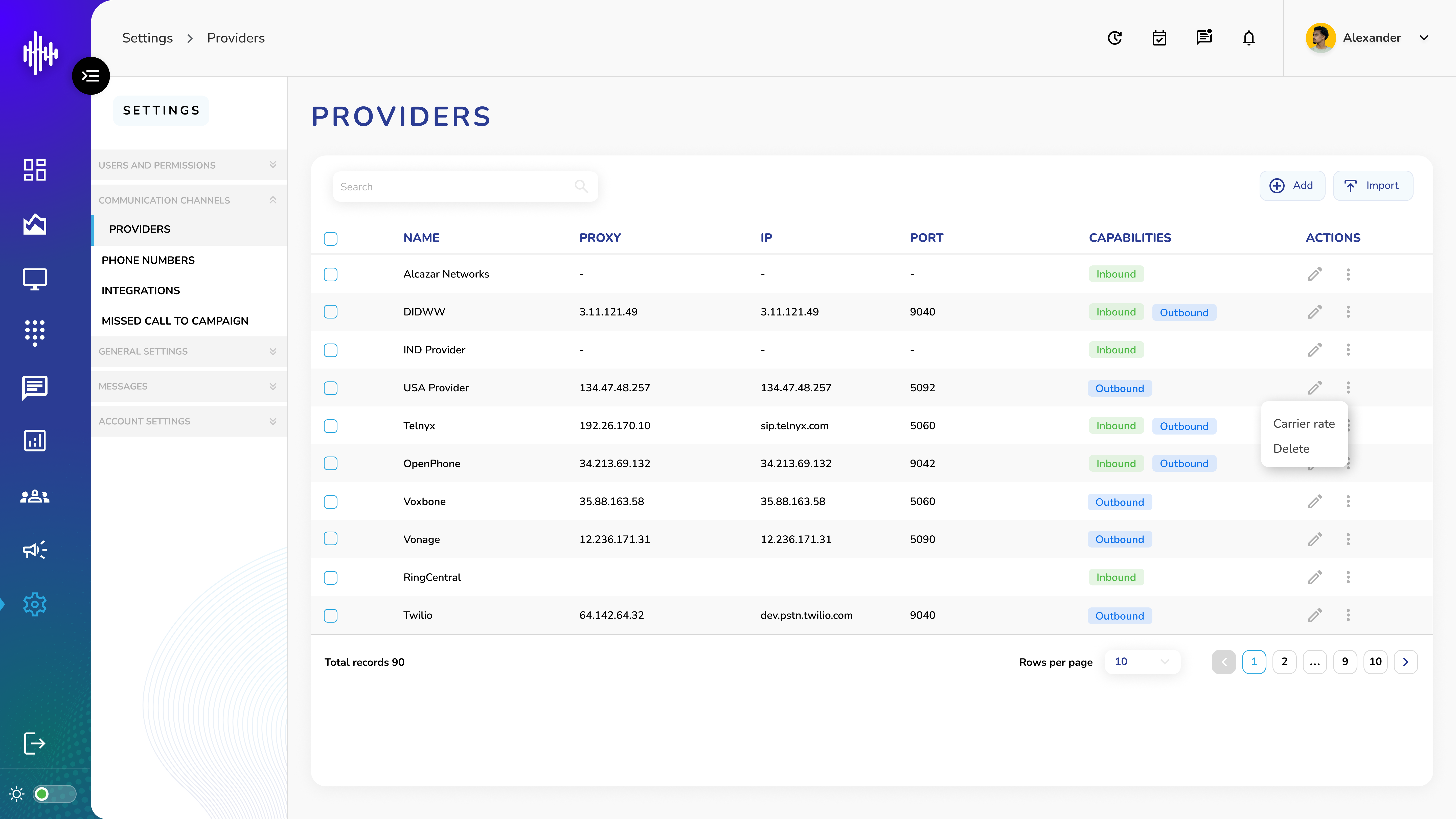 Providers Listing